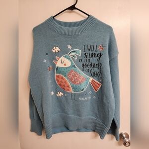 Love in faith sweater psalm bird god small embroidery christian